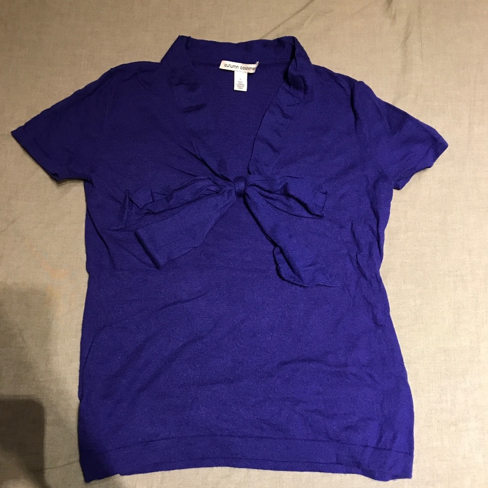 Autumn Cashmere Royal Blue Tie Front Top